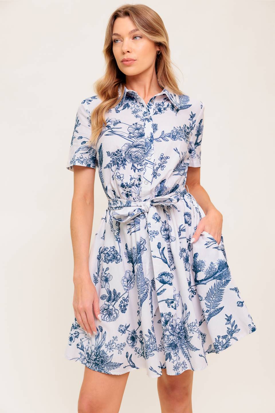 WILDFLOWER ROMANCE WOVEN MINI SHIRT DRESS Flying Tomato